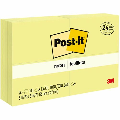 Notes, 3x5, Canary 24/PK