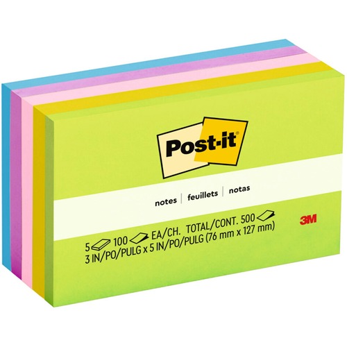 Note, Post-It, 3x5, Ast 5/PK