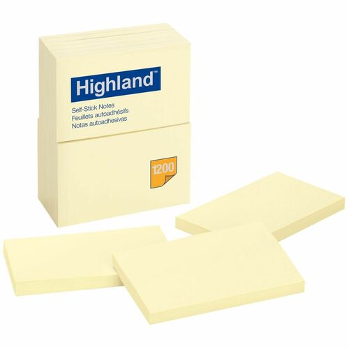 Note, Highlighter, Stainless Steel, Plain, 3 x 5, Yellow 12/PK