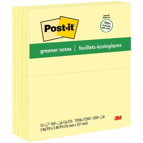 Note, Post-It, Recycled, 3x5 12/PK