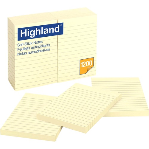 Note, Highlined, Ruled, 4x6, Yellow 12/PK