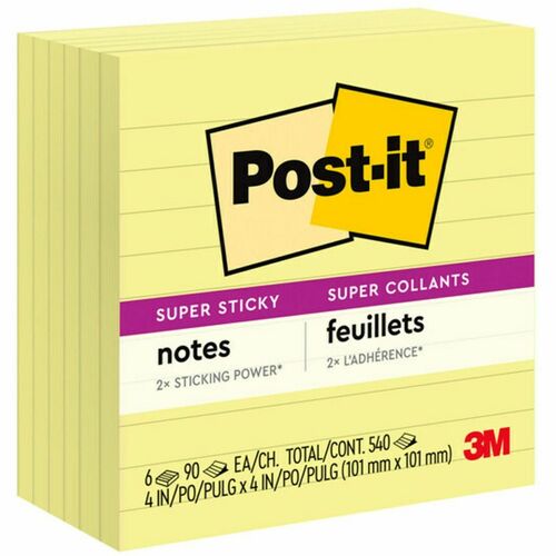 Note, Post-It, 4x4, Lined 6/PK