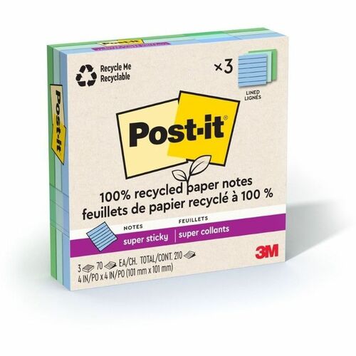 Supersticky, Recycled, 4x4 3/PK