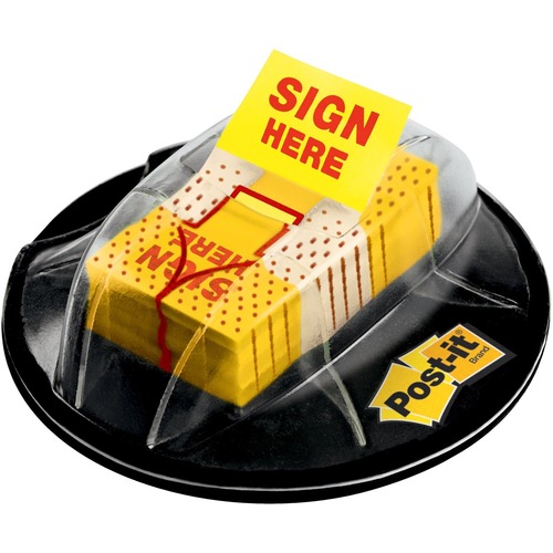 Flags, Sign Here, 1", With Dispenser, Yellow 200/PK