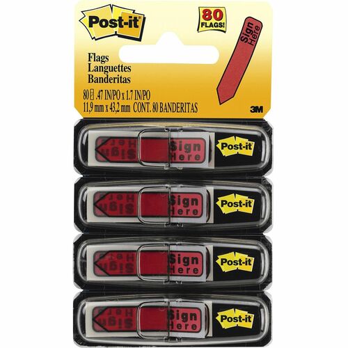 Flags, Set, Sign Here, 1/2", Red 80/PK