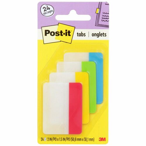 Tabs, Post-It, Solid, 2", Primary 24/PK