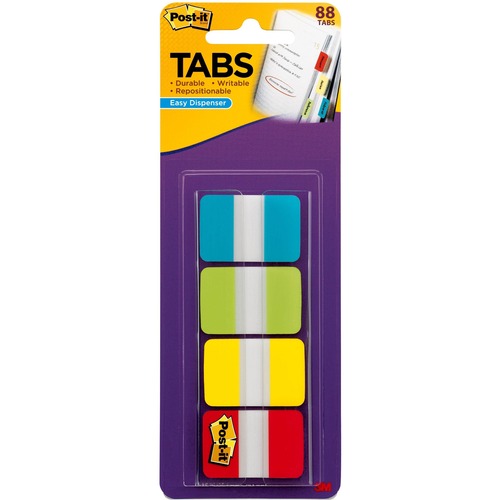 Post-It Tabs, 1" x 1.5", Ast 88/PK