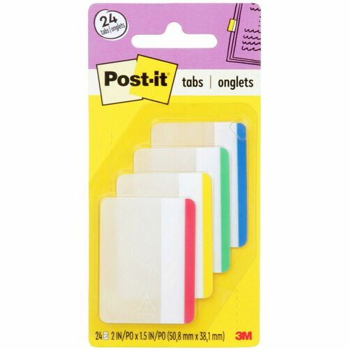 Tab, File, Post-It, 2", Primary 24/PK