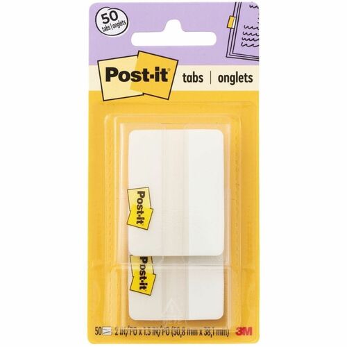 Tab, File, Post-It, Solid, 2", White 50/PK