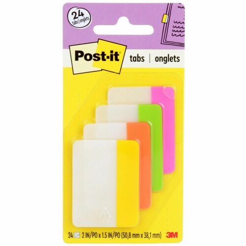 Tabs, Post-It, Solid, 2", Brite 24/PK