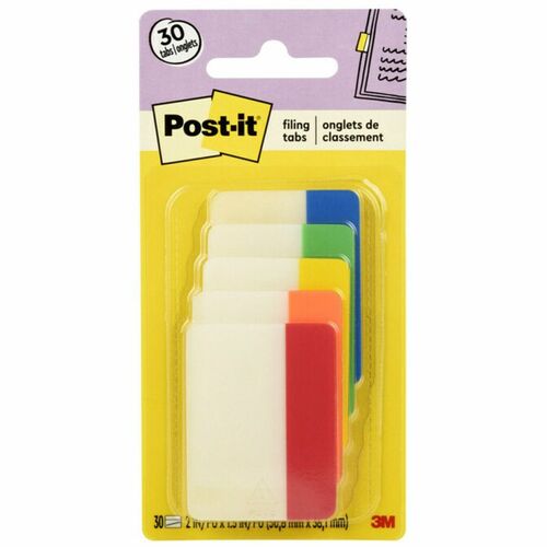 Tabs, Post-It, Solid, 2", Primary 30/PK