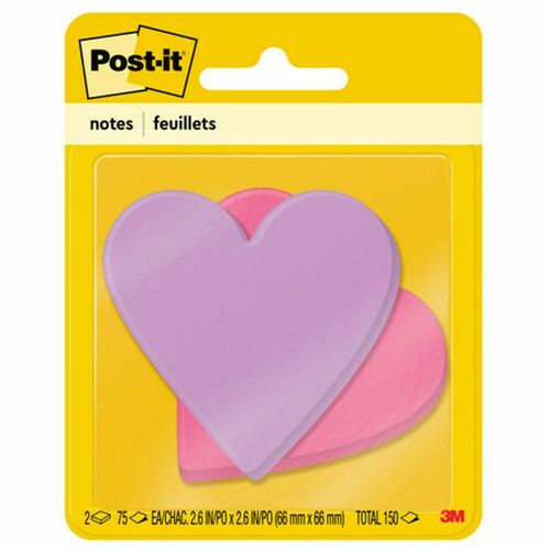 Notes, Die Cut, Heart, 75 Sheets 2/PK
