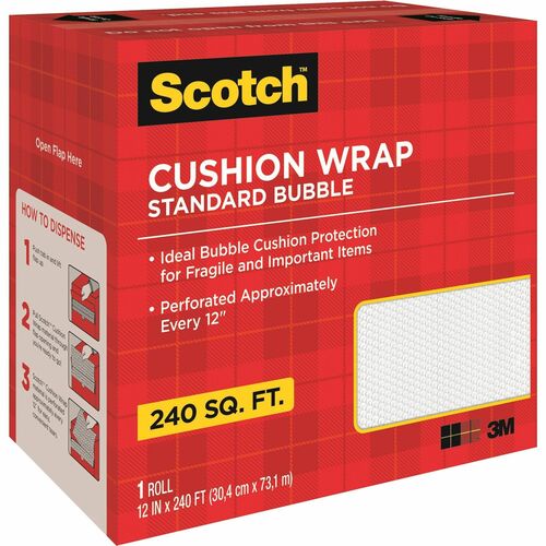 Cushion Wrap, Perforated, 3/16" Bubble, 12 Inch x 250', Clear