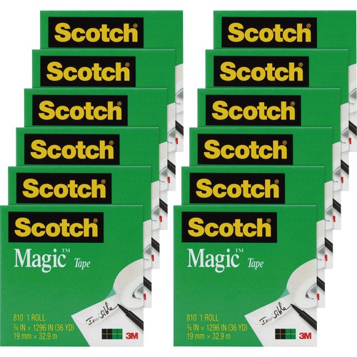 Magic Tape, 1" Core, 3/4" x 1296", Transparent 12/PK