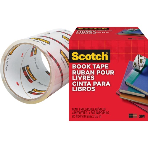 Tape, Book, Transparent, 4" x 15 Yard, Clear