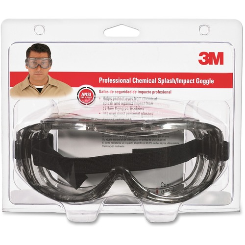 Protective Eyewear, Wraparound, Adjustable Headband, Black/Clear