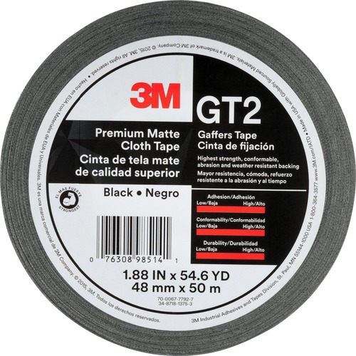 Matte Cloth Tape, 1-9/10" x 163-4/5', 11 Mil, Black