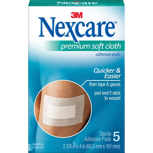 Gauze Pad, Hypoallergenic, 2-3/8" x 4", 3-Ply, Wet, 5 Pack, 3/BX