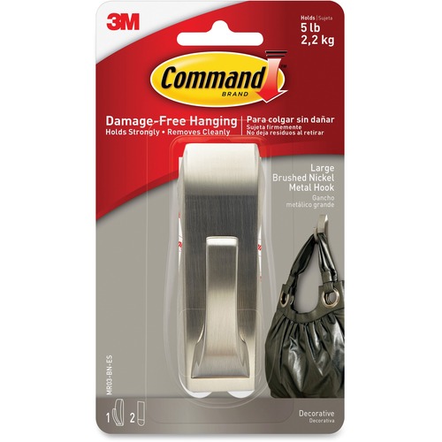 Damage-Free Nickel Metal Hook, Large, Nickel