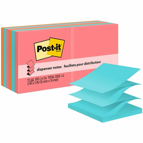 Note, Popup, 3x3, Assorted 12/PK