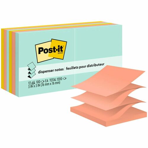Note, Popup, 3x3, Assorted 12/PK