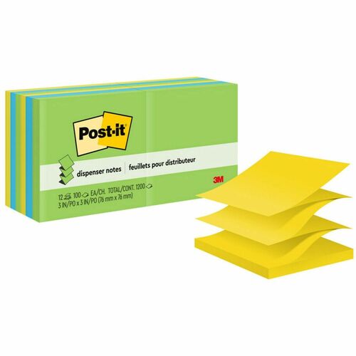 Note, Popup, 3x3, Assorted 12/PK