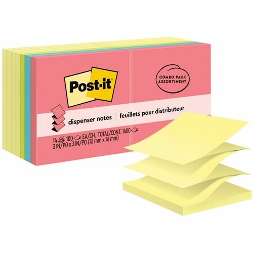 Note, Popup, 3x3, Assorted 14/PK