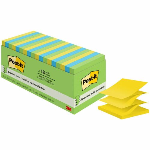 Notes, Popup, 3x3, Assorted 18/PK