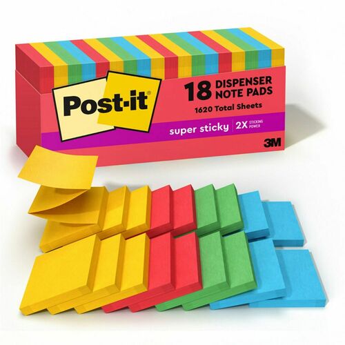 Notes, Super Sticky, Cabinet Pack, Playful Primary 18/PK