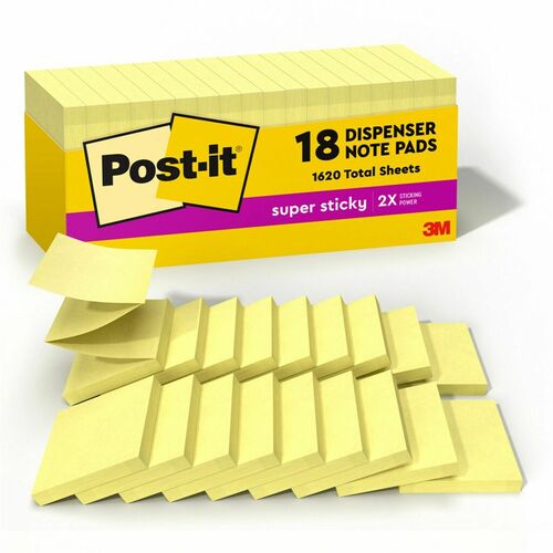 Notes, Super Sticky, Cabinet Pack, Canary 18/PK