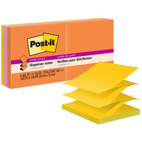 Note, Popup, 3x3, Assorted 6/PK