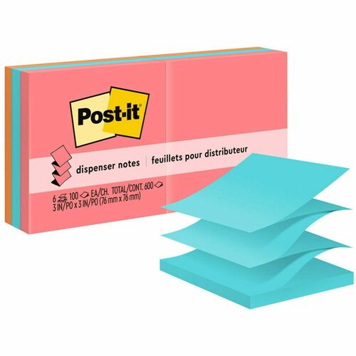 Note, Popup, 3x3, Assorted 6/PK