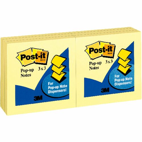 Note, Popup, 3x3, 90 Sh, Canary 12/PK