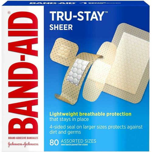 Bandages, Sheer, Assorted, 80, J&J 80/BX