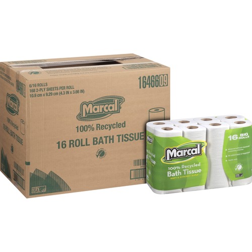 Tissue, Bath, 2-Ply, White, 16/PK 6/CT