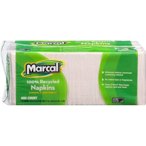 Napkins, Luncheon, 1-Ply, White 400/PK