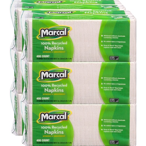 Napkins, Luncheon, 1-Ply, White, 40/PK 6/CT