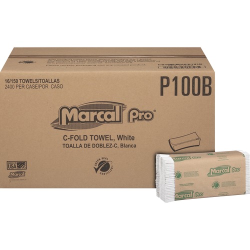 Towel, C Fold, 16 Pack/150, Natural White 16/CT