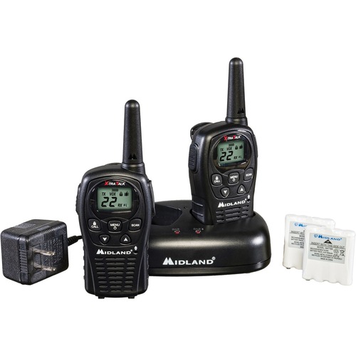 2-Way Radios, 24-Mile Range, 6-1/5"x1-1/4"x2-2/5", Black