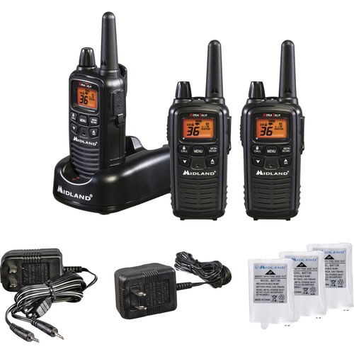 Two-Way Radios, 30-Mile Range, 6-1/10" x 1-3/10" x 2-1/5", Black