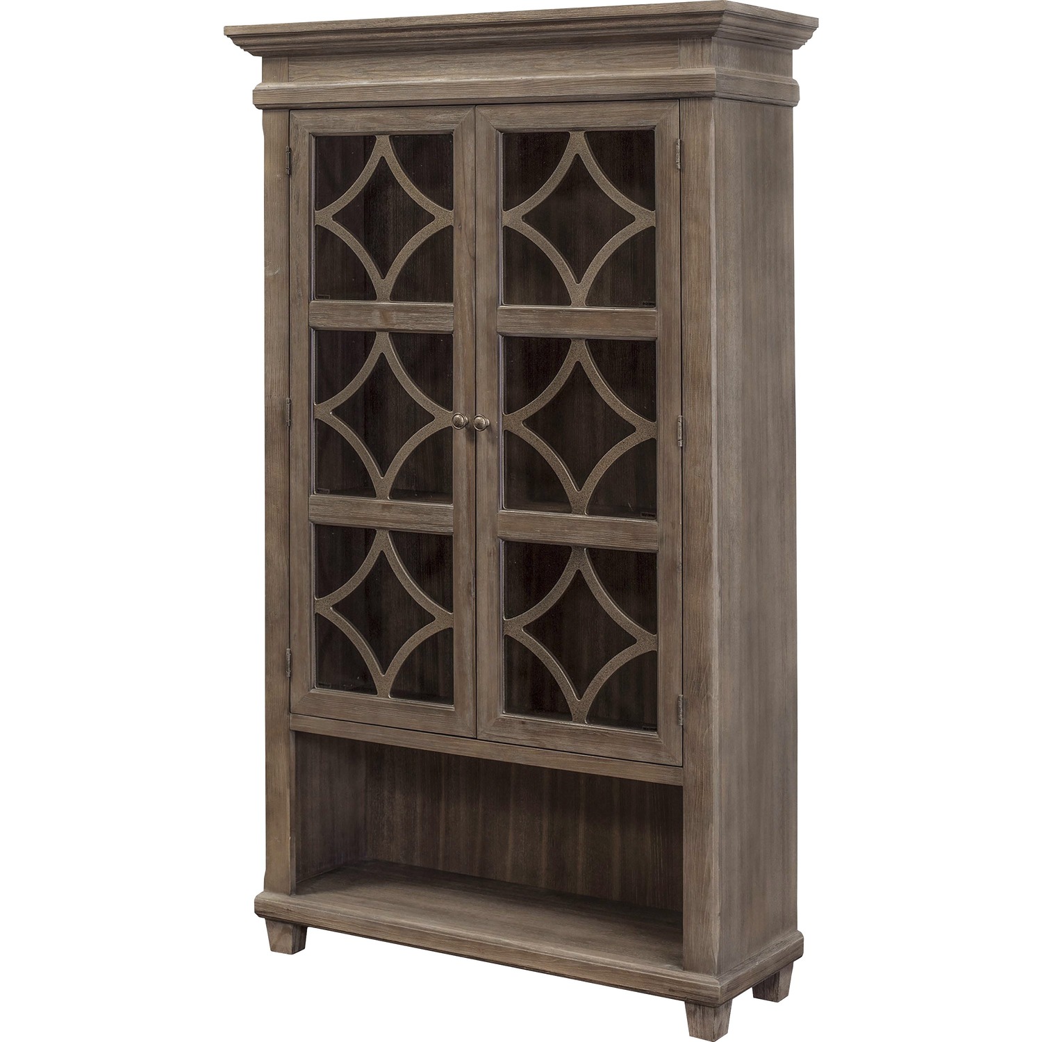 Display Case, w/Glass Doors/2 Shelves, 42" x 15" x 70", Weatherdove