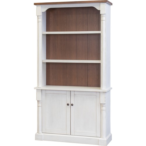 Bookcase, Lower Doors, 3 Adj Shelves, 42" x 16" x 78", Weather Chalk