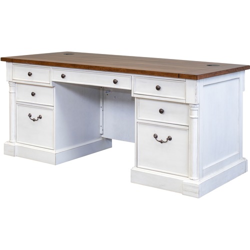 Desk, w/Pedestals/File Drawers, 66" x 330" x 30", Weathered Chalk