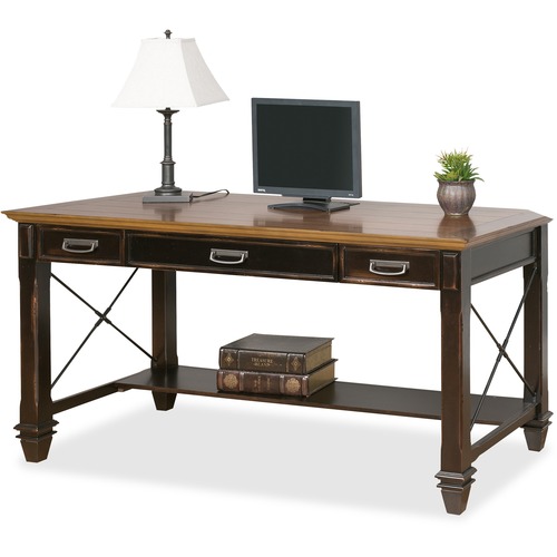 Desk, Writing, Drawers/Outlets/Grommets, 60" x 28" x 31", Vintage Black