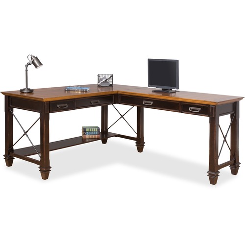 Desk, L-Shape, Drawers/Outlets/Grommets, 60" x 76" x 31", Vintage Black