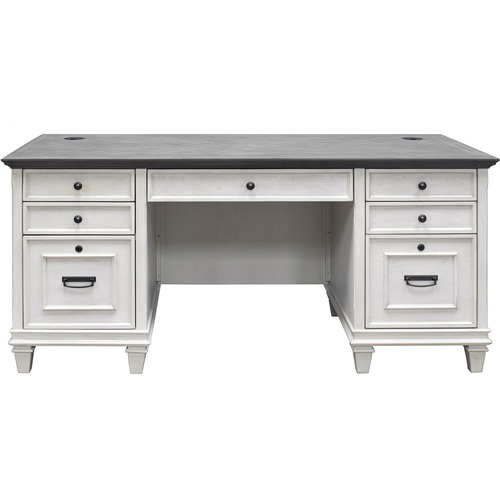 Desk, Double Pedestal, 69-1/2" x 30" x 31", Vintage Linen