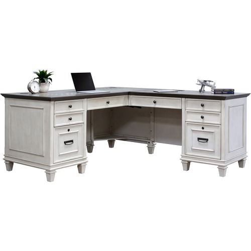 Desk, Right Return, Vintage Linen