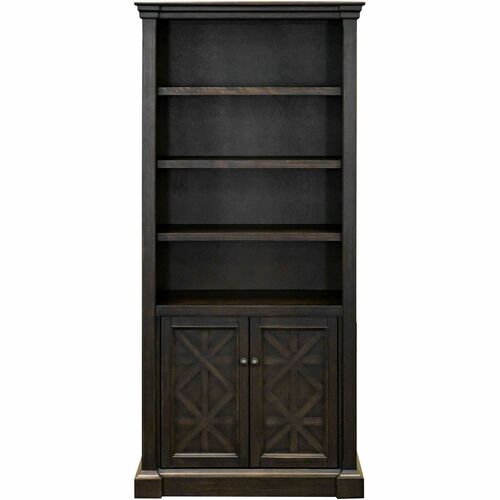 Bookcase, With 5 Shelves/Lower Doors, 36" x 14" x 78", Chocolate