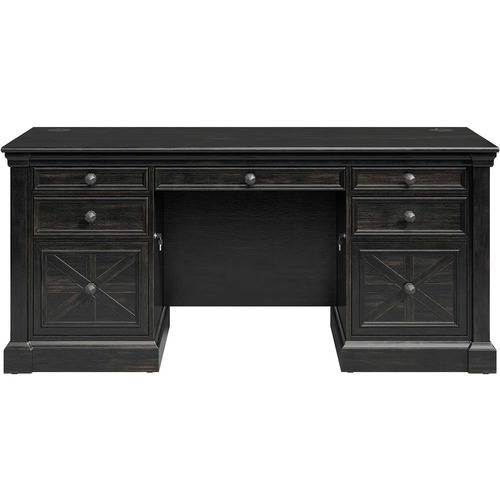 Desk, With 2 Pedestals/5 Drawers, 66" x 30" x 30", Chocolate