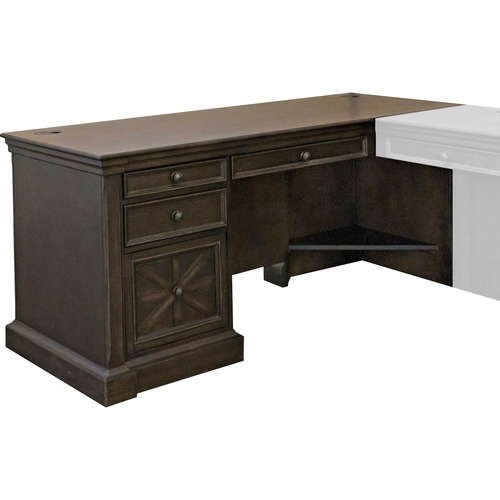Desk, L-Shape, For Return, With Pedestal, 66" x 30" x 30", Chocolate